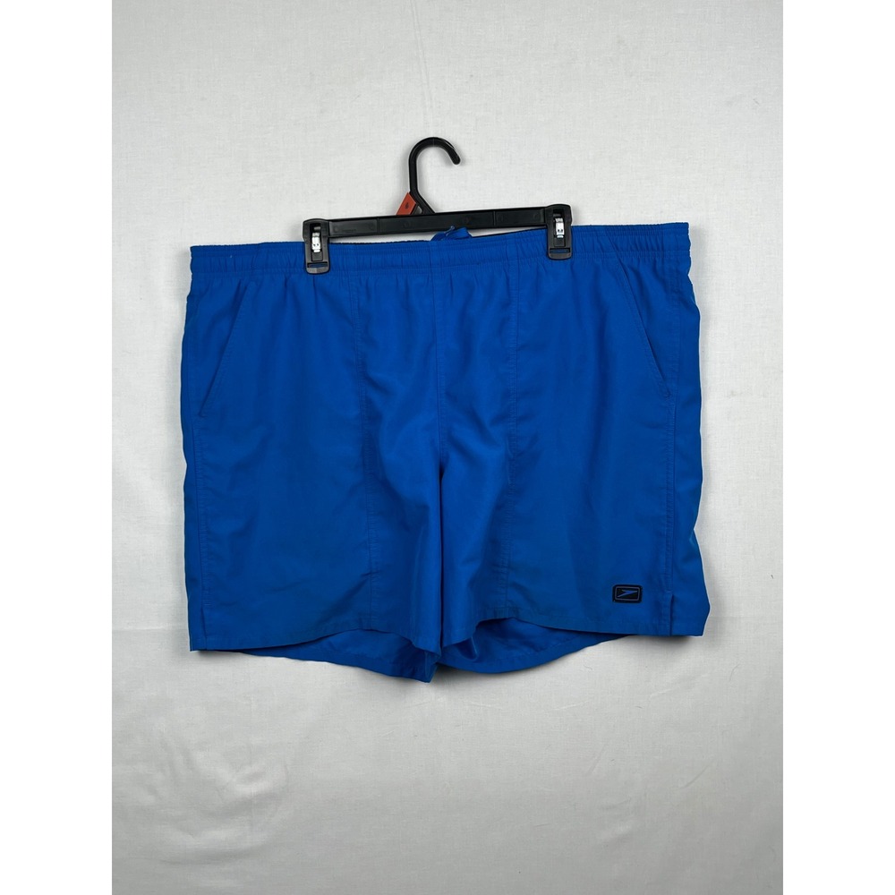 Speedo Swim Trunks Mens Blue Elastic Waist Pockets Board Shorts Size 2XL